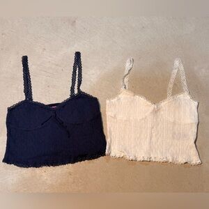 Edikted Women's Navy Blue White Set of 2 Camisoles Shapewear Shirt Medium EH 159